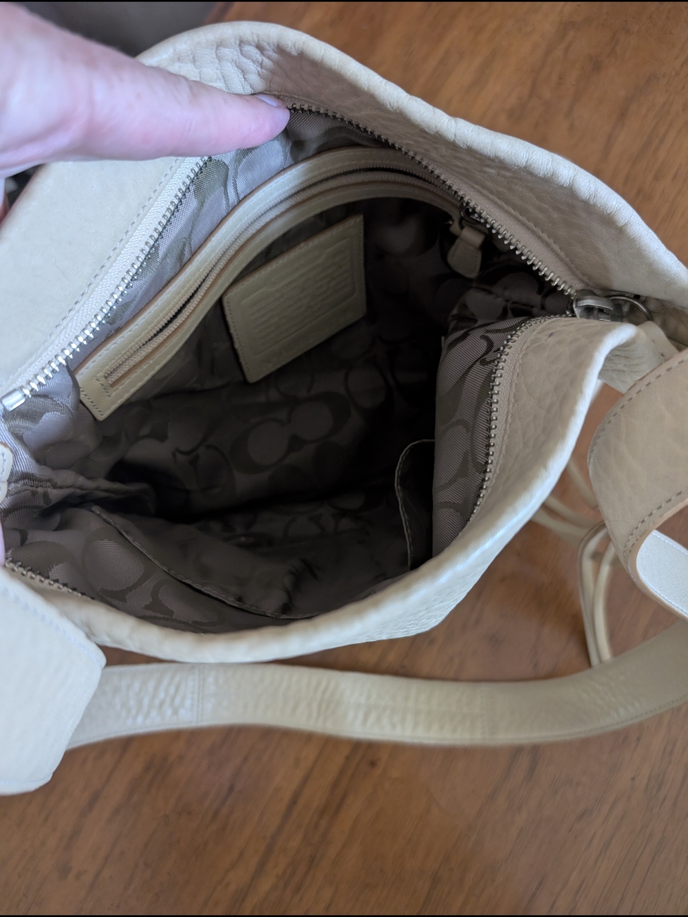 Coach Pebble Leather Tassel Hobo Bag in Beige - Picture 4 of 4